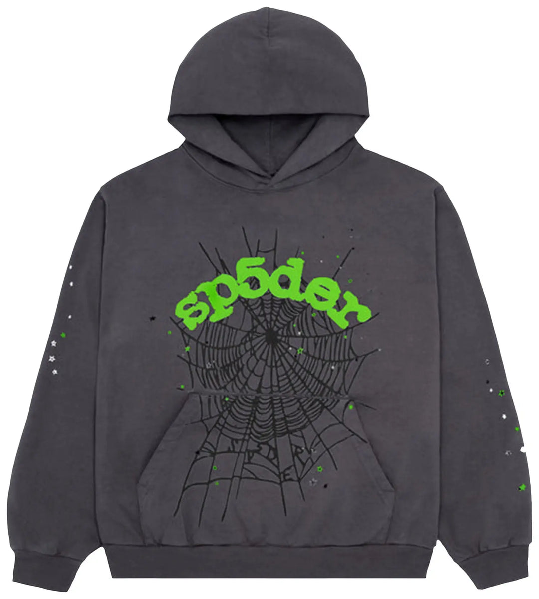 Sp5der Wait Web Hoodie Slate Grey - Visual Streetwear